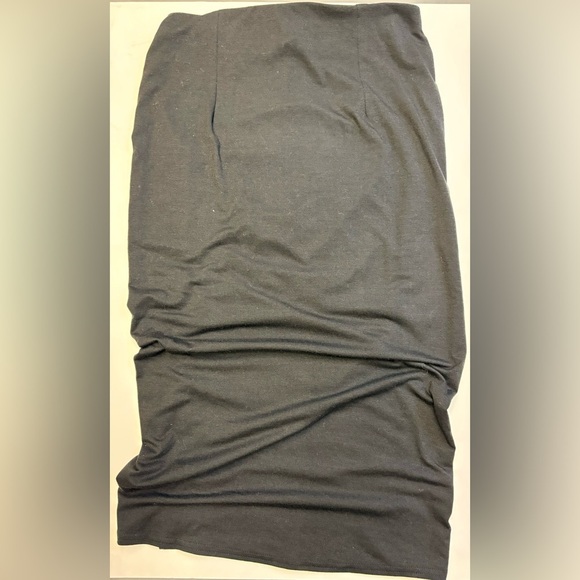 H&M gathered black woven stretchy knee length skirt women's size Small - Picture 4 of 7